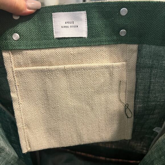 Apolis Large Reusable Green All The Things Jute Market Bag Shopping Bag Tote NEW - Picture 6 of 8